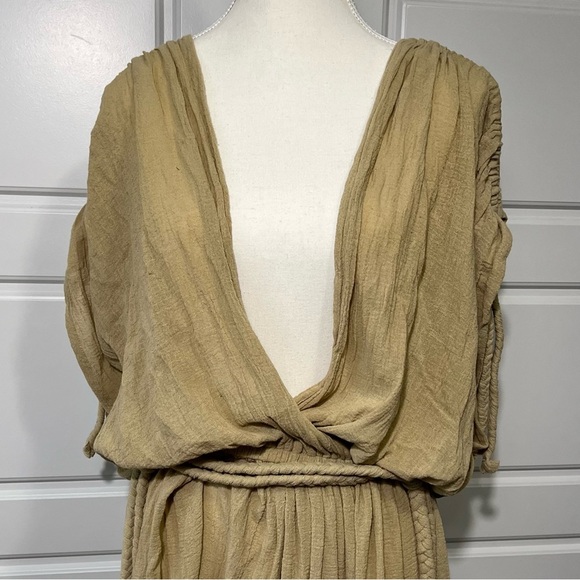 Boho Maxi Dress Deep V Neck Sleeveless Flowy Beach Cover Up Dress - Picture 3 of 13